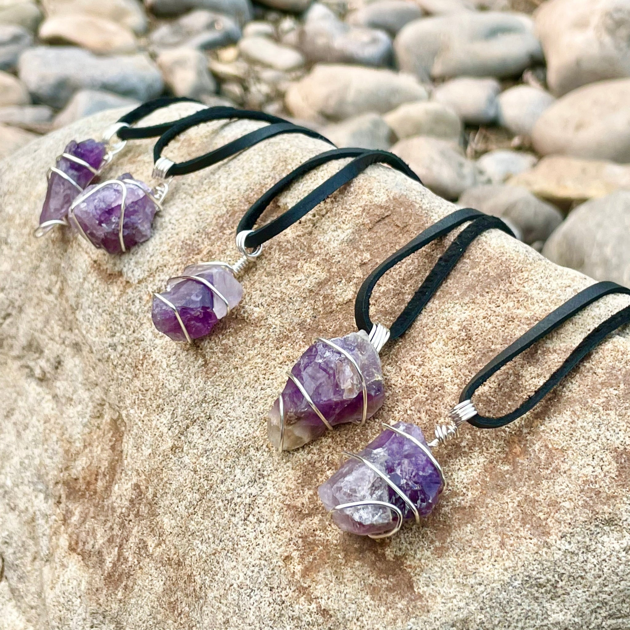 Amethyst wire hot sale wrap necklace