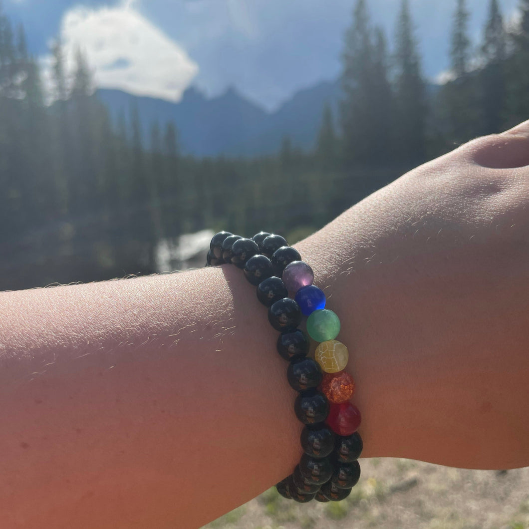 Black Jasper Rainbow Pride Bracelet