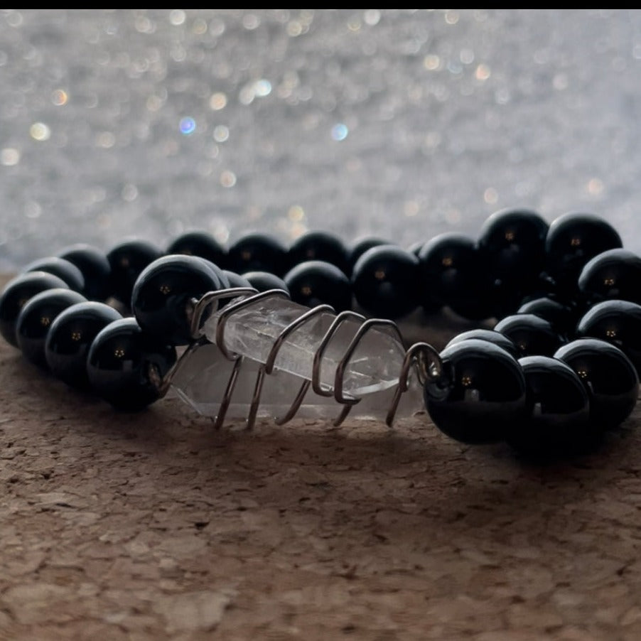 Hematite Clear Quartz Bracelet